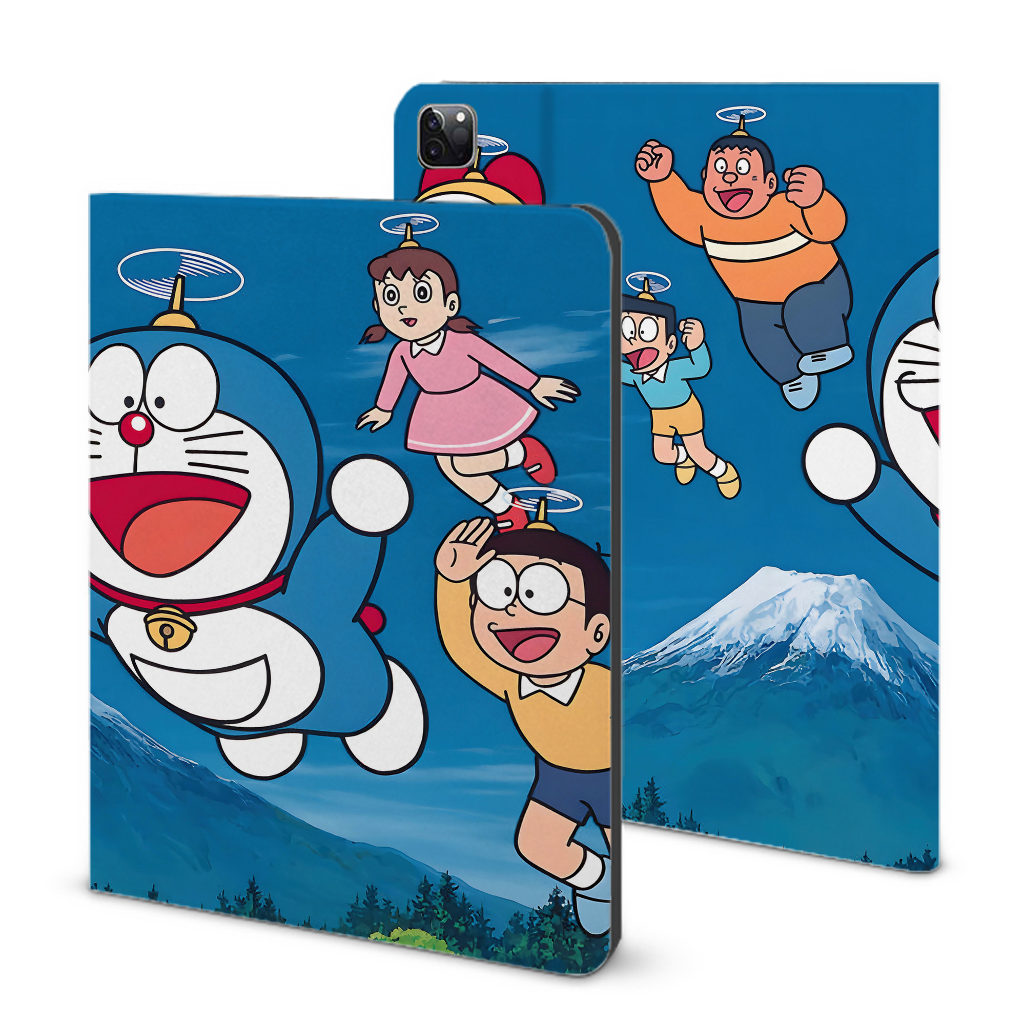 （画像用） ドラえもん Doraemon IPad ケース ブック型 PUレザー TPU 耐衝撃 軽量 薄型 ペン収納なし 全面保護 IPad 各モデル対応